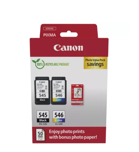 Canon pachet cartuse cearneala PG-545/CL-546 PHOTO VALUE PACK, capacitate negru 180 pagini/8ml, Color 180 pagini/8ml, Compatibil cu PIXMA 2550S, PIXMA IP2850, PIXMA MG2450, PIXMA MG2550