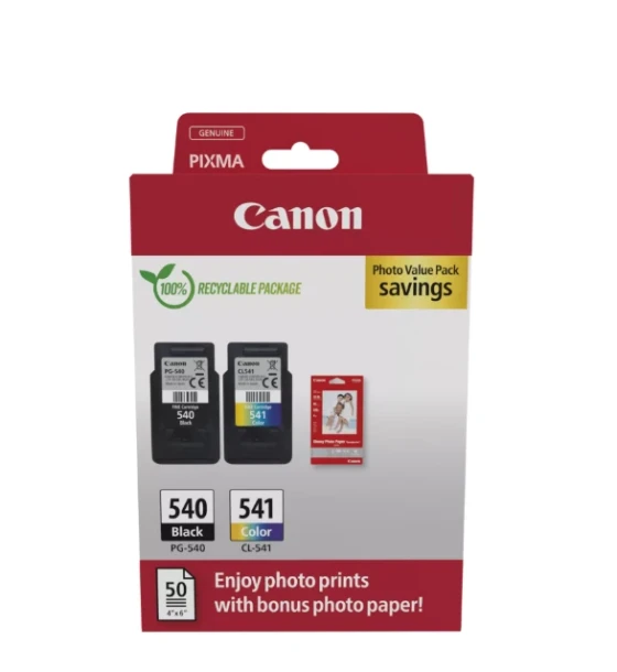 Canon pachet cartuse cearneala PG-540 /CL-541 Photo value pack, capacitate negru 180 pagini/8ml, Color 180 pagini/8ml, Compatibil cu PIXMA MG2140, PIXMA MG2150, PIXMA MG2155, PIXMA MG2250