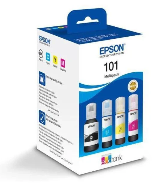 Pachet cartuse cerneala Epson 101 ECOTANK, BKCMY, capacitate 127ML BK, 70ml / culoare, pentru L6170, L4160, L4150, L6190
