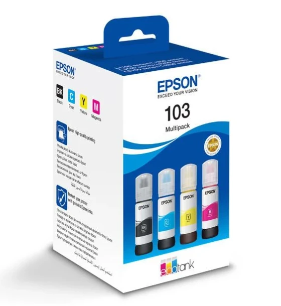 Kit cartuse cerneala Epson 103, multipack cyan, magenta, yellow, black, pentru EcoTank L5296 EcoTank L5290 EcoTank L3266 EcoTank L3260 EcoTank L3256 EcoTank L3251 EcoTank L3250 EcoTank