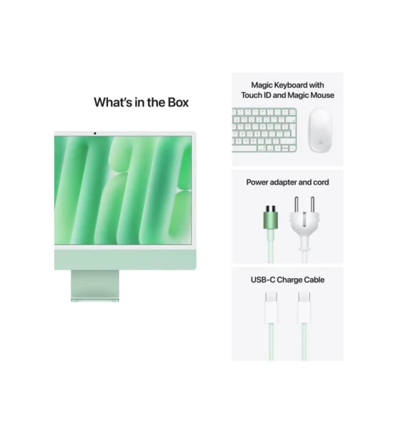 All in One PC Apple iMAC 24 inch Retina 4.5k/ Apple M4 CPU 10-core, GPU 10-core, Neural Engine16-core /24GB/512GB - Green - INT KB 2024