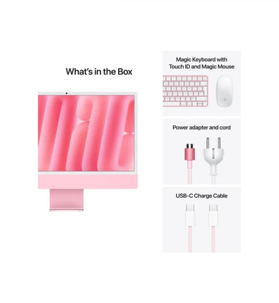 All in One PC Apple iMAC 24 inch Retina 4.5k/ Apple M4 CPU 10-core, GPU 10-core, Neural Engine16-core /24GB/512GB - Pink - INT KB 2024