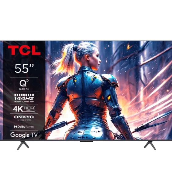 Televizor TCL QLED 55T8B, 139 cm, Smart Google TV, 4K Ultra HD, 100Hz, Clasa E Model 2024