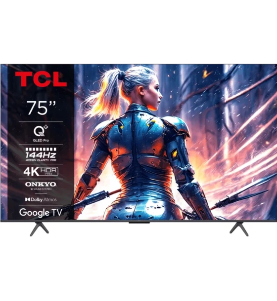 Televizor TCL QLED 75T8B, 189 cm, Smart Google TV, 4K Ultra HD, 100Hz, Clasa F Model 2024
