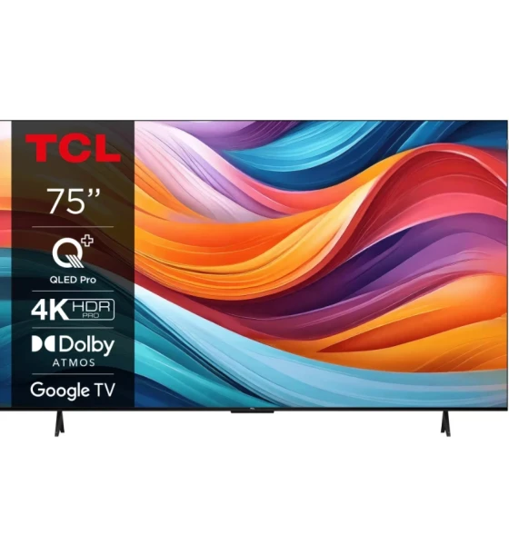 Televizor TCL QLED 75T7B, 189 cm, Smart Google TV, 4K Ultra HD, Clasa F