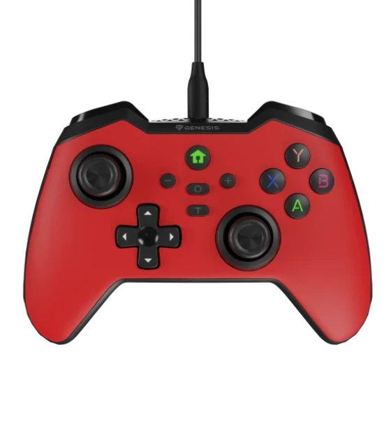 Accesoriu gaming Controller cu fir Genesis Mangan 300, tip Analog/Digital, interfata USB, numar butoane 19, lungime cablu 200 cm, compatibilitate PC, ROG Ally, Nintendo Switch, Steam Deck, rosu