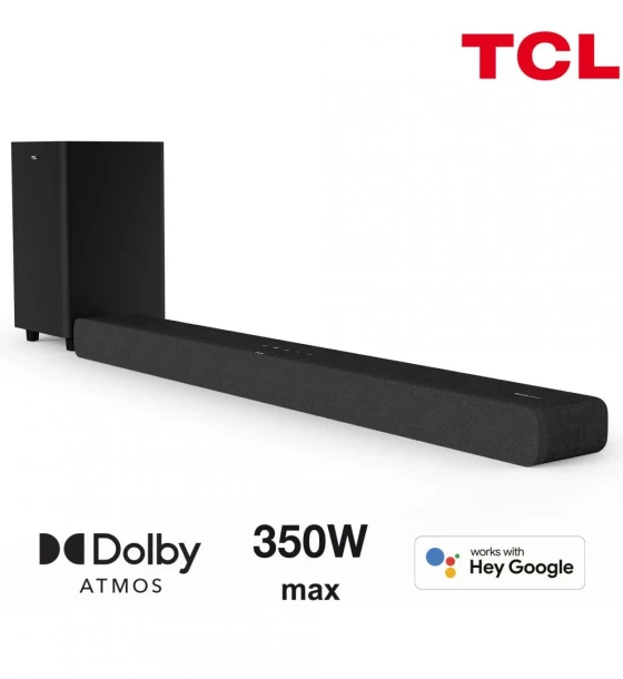 Sistem audio Soundbar TCL TS8132, 3.1.2, 350W, Bluetooth, Dolby Atmos, SubwooferWireless, Negru