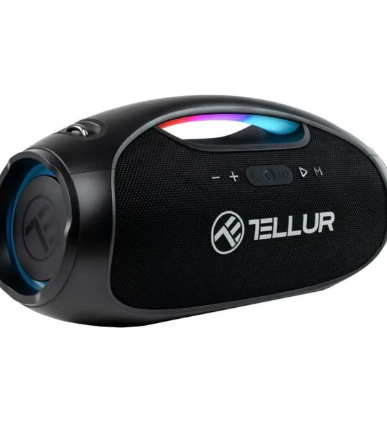 Sistem audio Boxa portabila Tellur BT 5.3 Obia Pro, putere maxima 60W, sensibilitate 80 dB, autonomie 12 ore, lumini LED, negru