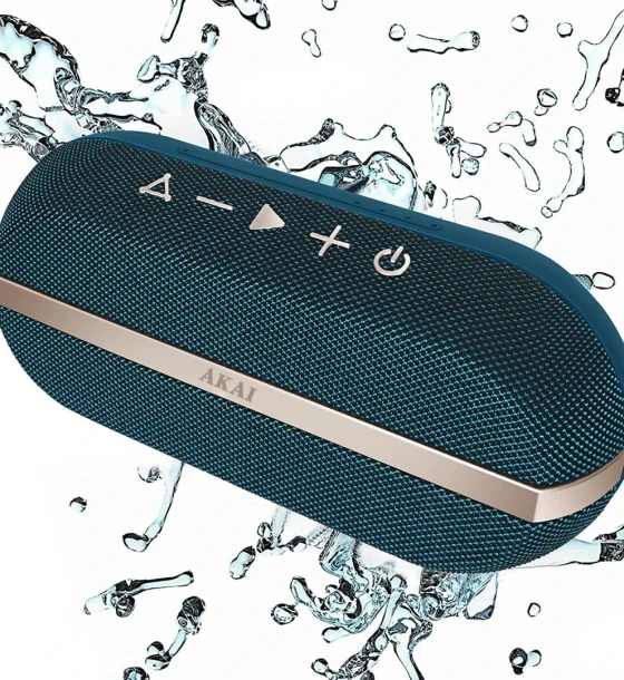 Sistem audio Boxa portabila Akai ABTSW-30R, 20w, Bluetooth 5.0, functie hands free, capacitate baterie 4400mAh, autonomie de pana la 12 de ore, waterproof, albastru