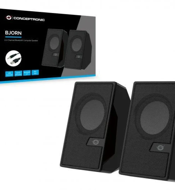 Sistem audio CONCEPTRONIC BJORN02B 2-Channel Computer Speaker with Bluetooth, 6W, 63 x 63 x 105 mm