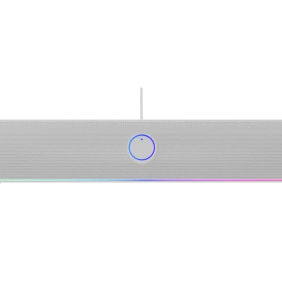 Sistem audio Soundbar GENESIS HELIUM 312BT 2.0, putere 10W, lungime cablu 150cm, frecventa raspuns 100 - 20000 Hz, iluminare multicolor, interfata USB-A, alb