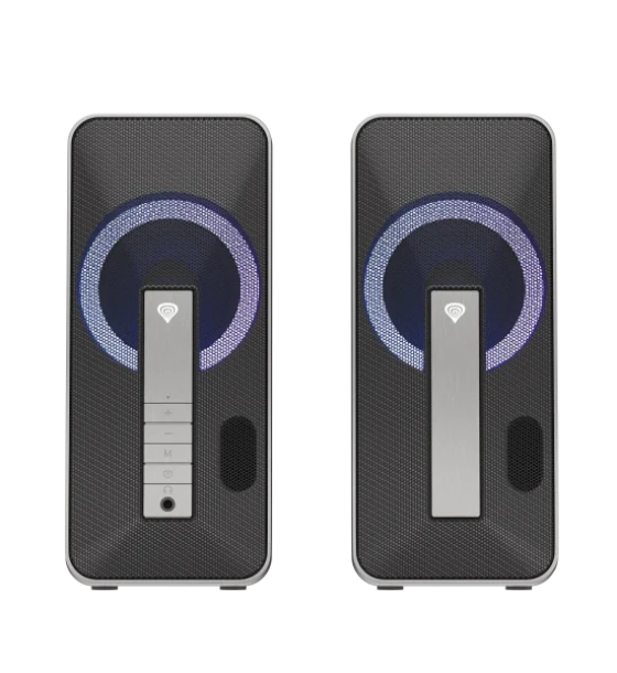 Sistem audio Genesis HELIUM 100BT 2.0, putere maxima RMS 10 W, iluminare RGB, material ABS, metal, conectivitate mini jack, bluetooth 5.0, negru