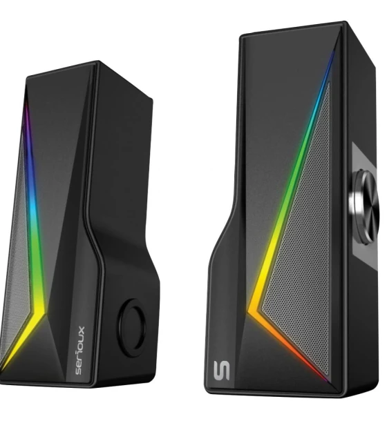 Boxe gaming 2.0 Blys RGB, functie Dual Mode Bluetooth, putere 3W x 2, impedanta 4Ω, frecventa 200Hz - 16KHz, sensibilitate 650mv 50mv, alimentare DC5V/1A, S/N 85dB