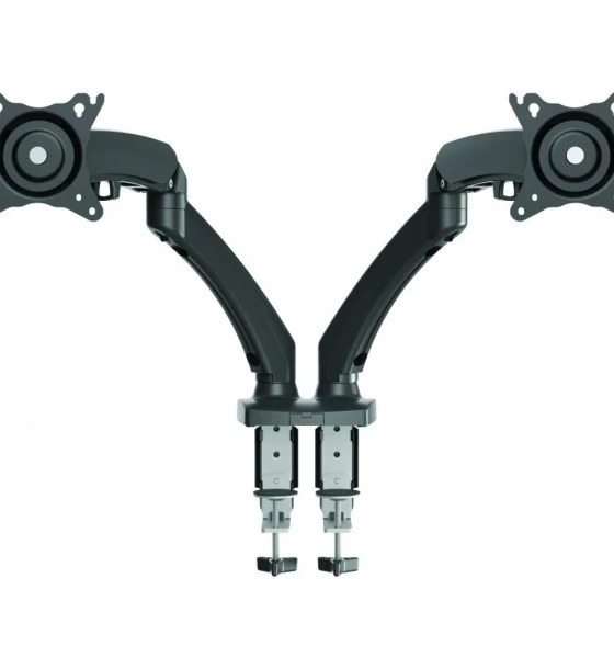 Suport Monitor de Birou Dublu, BARKAN M142P, 13 inch - 29 inch, VESA 75x75, suporta pana la 6kg, negru