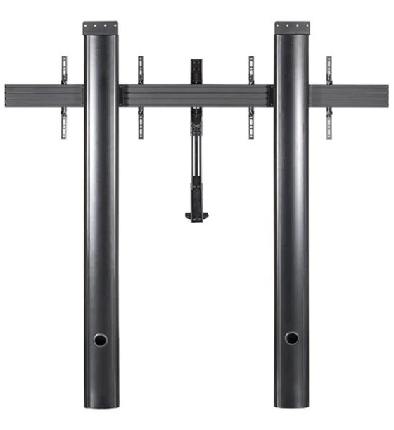 Suport TV Stand de podea cu fixare in perete B-Tech, pentru doua display-uri cu diagonala 56-65 inch, suporta pana la 70kg per ecran, inaltime stand 2m, VESA pana la 600x400