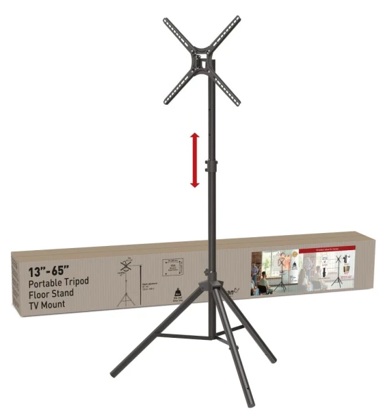 Suport tripod portabil de podea pentru TV plat/curbat Barkan, 13 inch - 65 inch, VESA 400x400mm, Max 110kg, Negru
