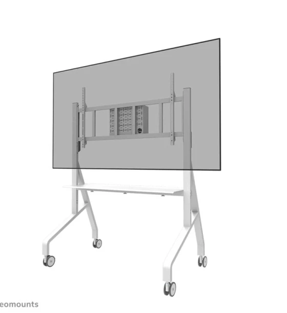 Suport TV Stand podea mobil/fix Neomounts FL50-575WH1 pentru display-uri cu diagonale 65 inch-110 inch, sistem de prindere VESA 100x100 1100x600, greutate maxima suportata 125kg