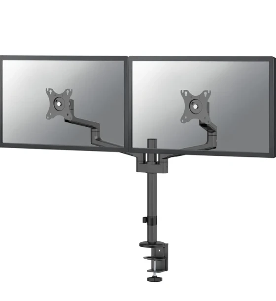 Suport TV Brat dublu monitor Neomounts DS60-425BL2 pentru display-uri cu diagonale 17 inch-27 inch, sistem de prindere VESA 75x75 100x100, greutate maxima suportata 8 - per ecrankg, tilt +90, -30