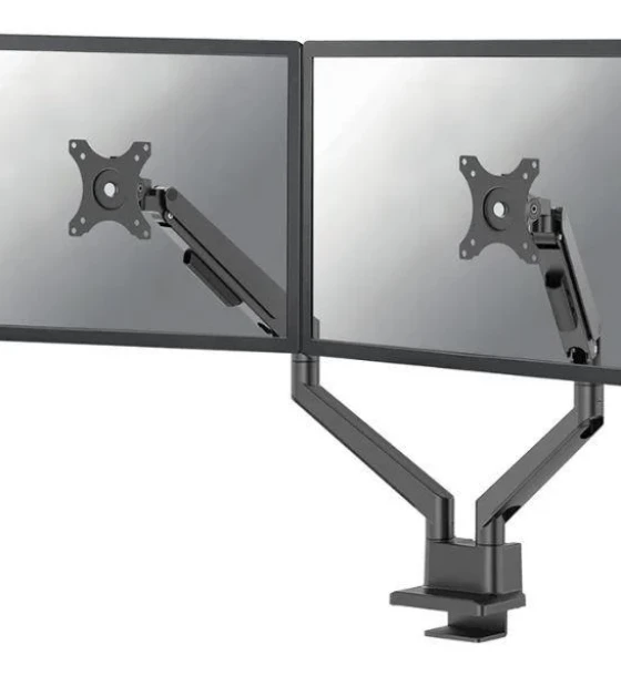 Suport TV Brat dublu pentru monitor Neomounts, tip full motion, pentru display-uri cu diagonale 17 inch-32 inch, sistem de prindere VESA 75x75 100x100mm, greutate maxima suportata 9 kg per ecran