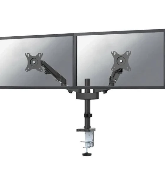 Suport TV Brat de birou pentru monitor Neomounts, poate sustine 2 monitoare cu diagonala display 17-27 inch, suporta pana la 14kg per monitor, full motion, +45, -45 inclinatie, +90, -90 swivel, +180