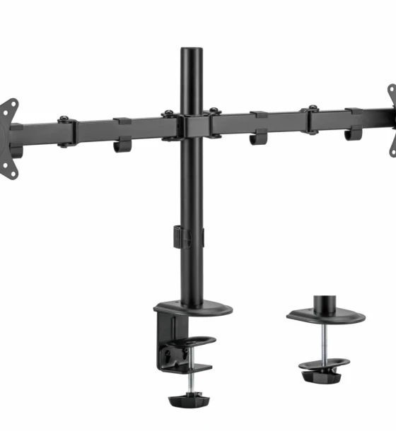Suport 2 monitoare SeriouxMM66-C024, brat articulat monitor, compatibilitate dimensiune ecran 17 inch-32 inch, greutate maxima suportata per ecran 9kg, VESA 75x75, 100x100