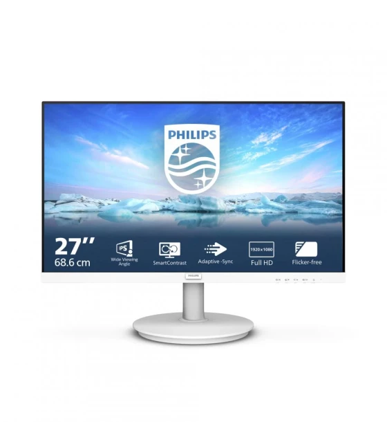 Monitor Philips 27 inch 271V8AW, 16:9, IPS, 1920x1080, 75Hz, GtG 4ms, Luminozitate max 250 cd, Contrast static 1300:1, Contrast dynamic Mega Infinity DCR