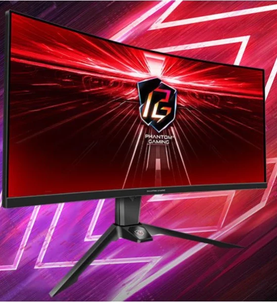 Monitor Gaming Asrock curbat PG34WQ15R2B, diagonala 34 inch, Aspect 21:9, anti-glare, 3440 x 1440, 165Hz, Luminozitate 550 cdmp, Contrast 3000:1, culori 16.7M, Timp raspuns 1ms