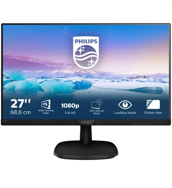 Monitor LED IPS Philips 27 inch, Full HD, Display Port, Negru, 273V7QJAB