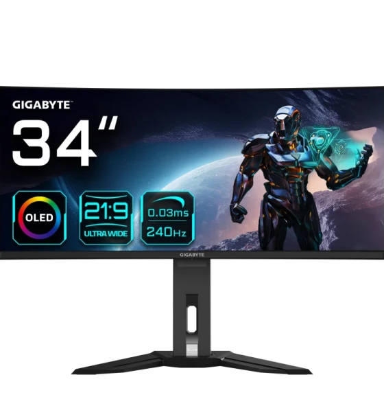 Monitor Gaming Gigabyte MO34WQC2 Size diagonala 34 inch, Display Viewing Area HxV 800.06.736x337.06 mm, True 3440 x 1440 WQHD Luminozitate Max. 250 cdmp TYP 0.03ms GTG