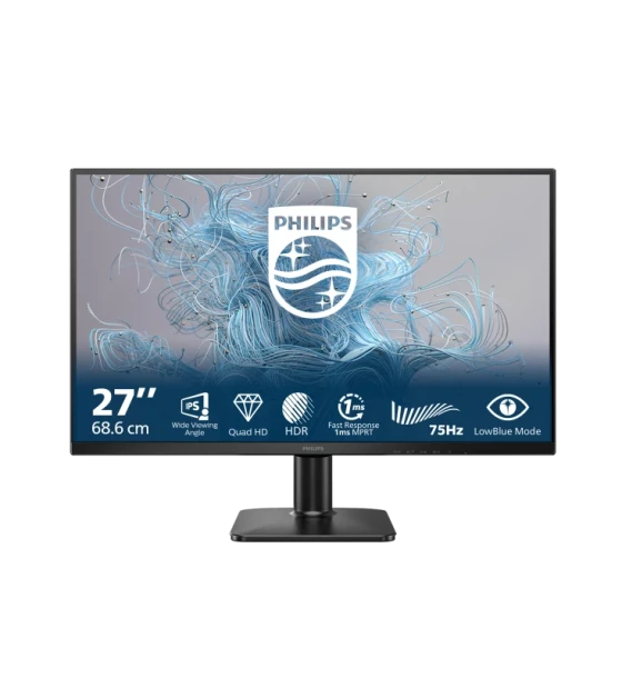 Monitor Philips 27 inch 27E2N1500L, 16:9, IPS, 2560x1440, 75Hz, GtG 4ms, Luminozitate max 300 cdmp, Contrast static 1000:1, Contrast dynamic Mega Infinity DCR, Color