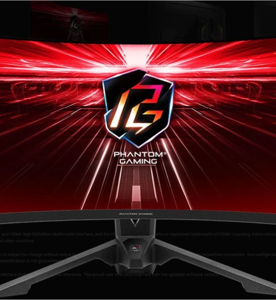Asrock 34 inch Curved Gaming Monitor, WQHD 3440x1440, 165Hz, Timp raspuns 1ms MPRT, Flicker free, Interfata 2 x HDMI 2.0, 1 x DisplayPort 1.4, antena WI-FI integrata, Anti-Glare