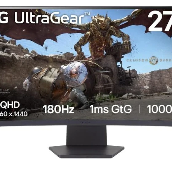 Monitor LG 27 inch 27GS60QC-B.AEUQ, Curvature 1000R, 16:9, VA, 2560x1440, 180Hz, GtG 1ms, Luminozitate max 300 cdmp, Contrast static 3000:1, Color