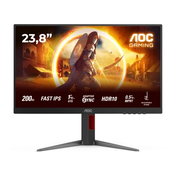 Monitor Gaming AOC 23.8" Fast IPS FHD 1920x1080 200Hz 1ms (0.5ms MPRT) HDR10 FlickerFree Boxe 2Wx2 HA Pivot HDMI DisplayPort 24G4HA