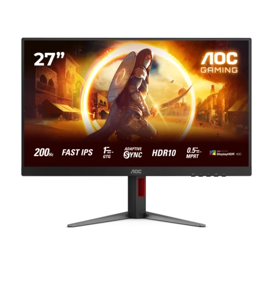 Monitor Gaming AOC 27" Fast IPS FHD 1920x1080 200Hz 1ms (0.5ms MPRT) HDR10 FlickerFree Boxe 2Wx2 HA Pivot HDMI DisplayPort 27G4HA