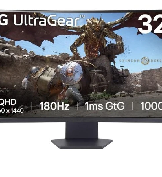 Monitor LG 32 inch 32GS60QC-B.AEUQ, Curvature 1000R, 16:9, VA, 2560x1440, 180Hz, GtG 1ms, Luminozitate max 300 cdmp, Contrast static 3000:1