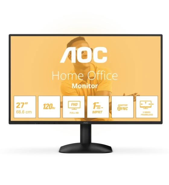 Monitor AOC 27" IPS FHD 1920x1080 120Hz 4ms (1ms MPRT) FlickerFree VGA HDMI 27B31H