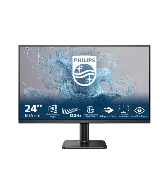 Monitor Philips 23.8 inch 24E2N1110, 16:9, IPS, 1920x1080, 120Hz, GtG 4ms, MPRT 1ms, Luminozitate max 300 cdmp, Contrast static 1500:1, Contrast dynamic Mega Infinity DCR