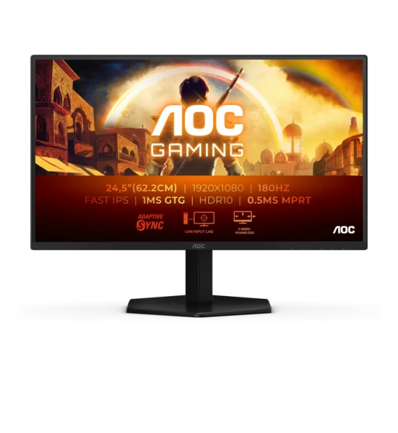 Monitor AOC 24.5 inch 25G42E, 16:9, IPS, 1920x1080, 180Hz, GtG 1ms, MPRT 0.5ms, Luminozitate max 300 cdmp, Contrast static 1000:1, Contrast dynamic 80M 1, Viewing angle