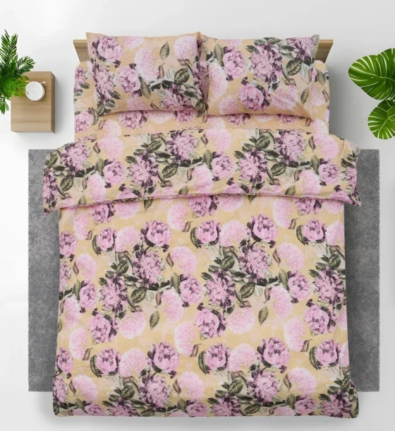 Set de pat king size bumbac, 92 gsm, Peony