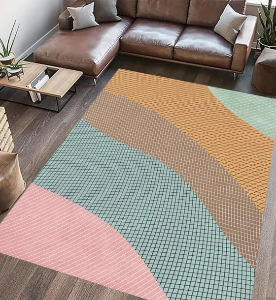 Covor printat, RAINBOW 200x300 cm, lavabil cu spate antialunecare, inaltime fir 3mm