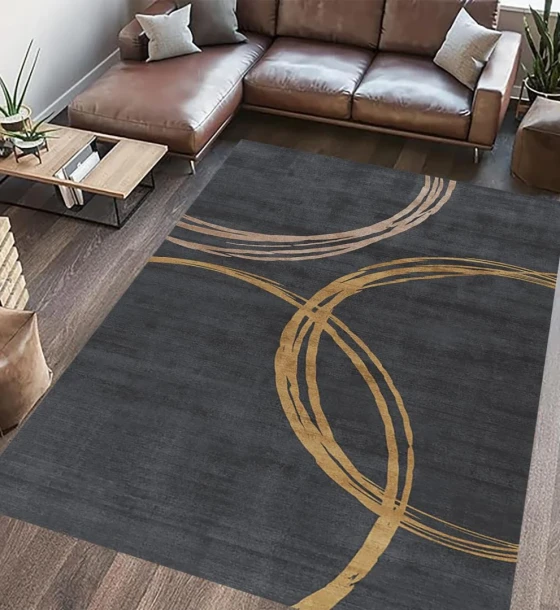 Covor printat, CIRCLE 200x300 cm, lavabil cu spate antialunecare, inaltime fir 3mm