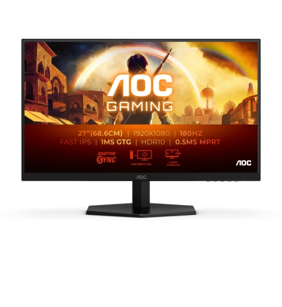 Monitor AOC 27 inch 27G42E, 16:9, IPS, 1920x1080, 180Hz, GtG 1ms, MPRT 0.5ms, Luminozitate max 300 cdmp, Contrast static 1000:1, Contrast dynamic 80M 1