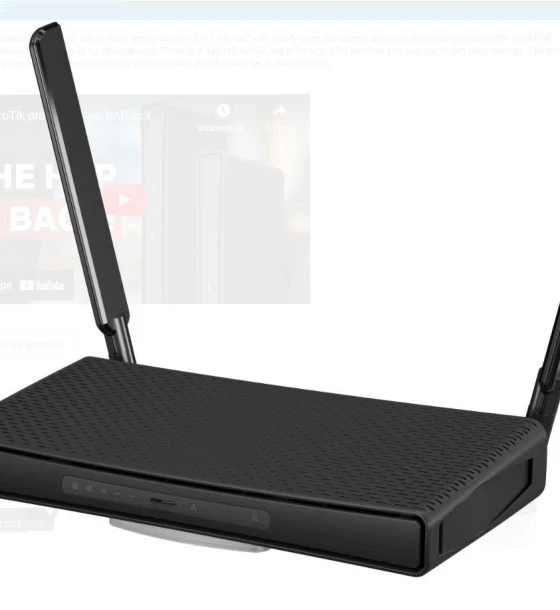 Access point Miktrotik HAP AC1200 DUAL BAND WIRELESS ROUTER, 5 PORTURI 10/100/1000mbps, 1 x POE, 1 x USB, 2.4Ghz-300 Mbps, 5Ghz-867Mbps, 2 antene externe, 256Mb RAM, quad-core CPU 716 MHz, Wi-Fi 5