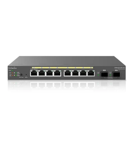 Access point EnGenius Managed / stand-alone Desktop 8-port GbE 55W Switch PoE+ with 2x SFP 8-port GbE PoE switch.af/at + 55W, 2xSFP Desktop/Wall Mount
