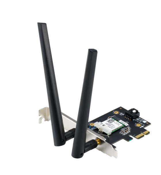 Router wireless ASUS PCE-BE6500 Wifi Bluetooth 5.4, WI-FI 7, 2.4GHz 5GHz 6GHz, greutate 51.6G, 2 x Antene externe, PCI-Express x 1