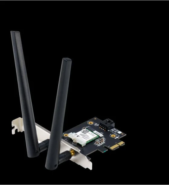 Router wireless ASUS PCE-AX1800 Wifi AX1800 Bluetooth 5.2 PCIe adapter, WI-FI 6, WPA3, OFDMA. MU-MIMO, Standarde retea WiFi 6 802.11ax, Viteza 1800Mbps, 2 x antene externe