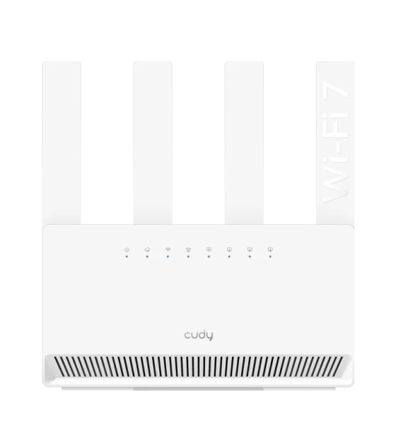 CUDY Router BE3600 Gigabit Dual Band Wi-Fi 7, Chipset Broadcom, standard 802.11be/ax/ac/a/b/g/n, 2882Mbps la 5GHz + 688Mbps la 2.4GHz, 4 x porturi 10/100/1000Mbps, 4 x 5dBi antene fixe
