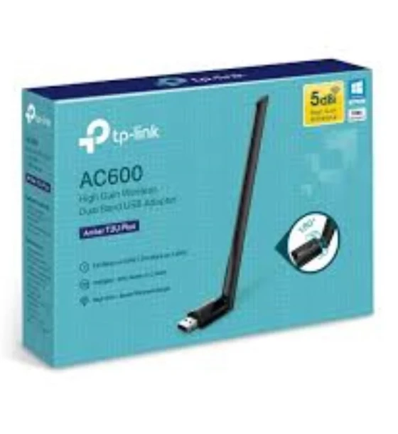 Router wireless Tp-link AC600 High Gain Wireless Dual Band USB Adapter, ARCHER T2U PLUS USB 2.0 5dBi Antenna Wireless Standards IEEE 802.11b/g/n 2.4 GHz