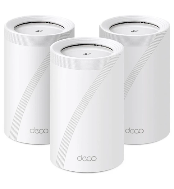Router wireless TP-LINK DECO BE65 3-PACK Sistem Mesh WI-FI 7, BE9300, TRI-BAND, Standarde wireless IEEE 802.11be/ax 6 GHz, IEEE 802.11be/ax/ac/n/a 5 GHz, IEEE 802.11ax/n/b/g 2.4 GHz