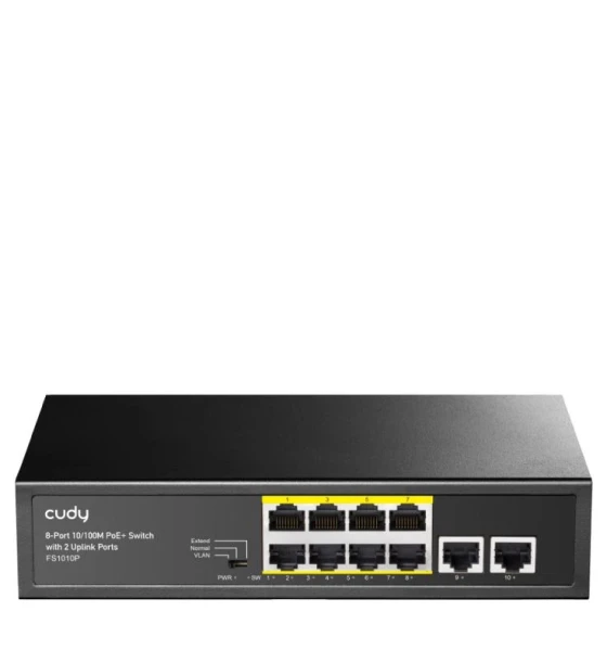 Switch retea CUDY 8-Port 10/100M PSE RJ-45 +2 RJ45 10/100M Uplink Port Unmanaged PoE+